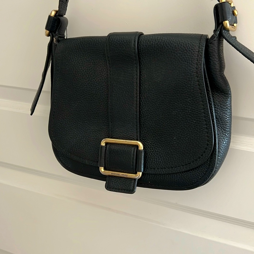 Michael Kors saddle bag. Black with gold hardware